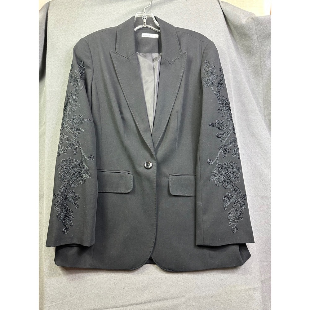 Coldwater Creek Embroidered Sleeve Black Blazer Jacket Women's Size‎ 12 - Picture 12 of 13